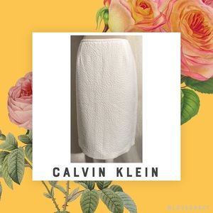 Calvin Klein white textured pencil skirt